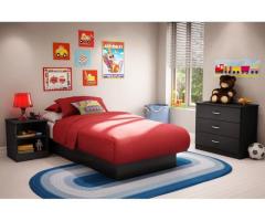Twin Size Contemporary Black Finish Platform Bed